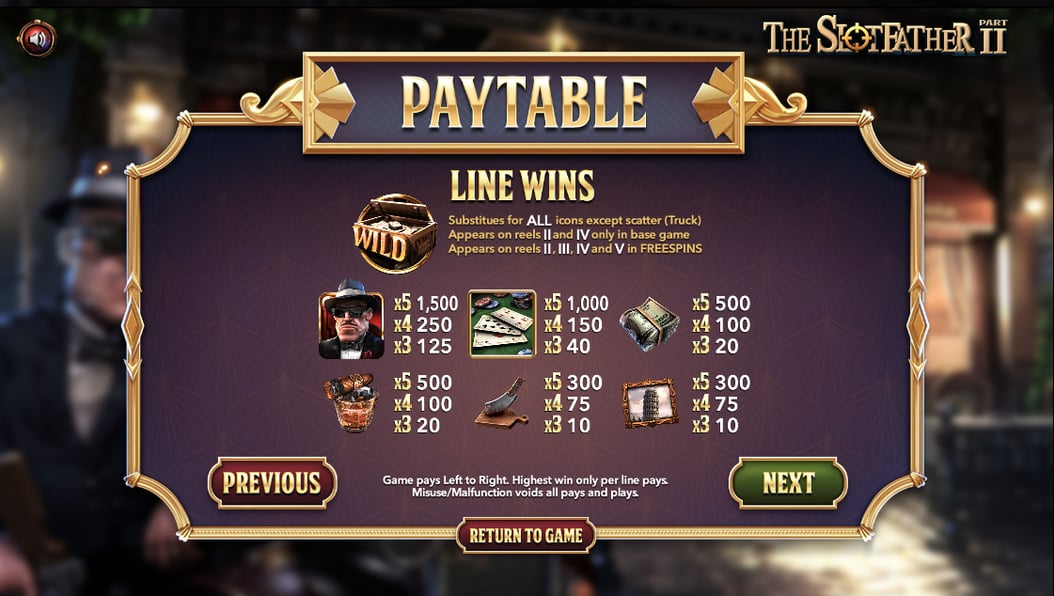 The Slotfather II- Paytable - Symbols